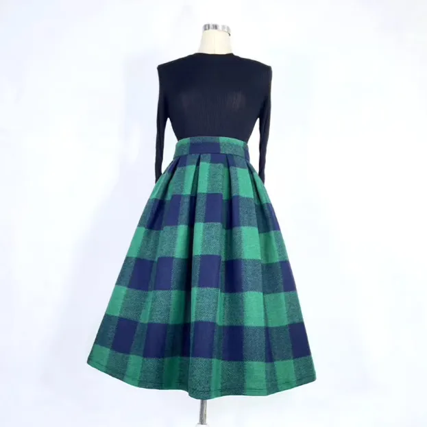 Structured Polished Everyday Casual Plaid Skirt