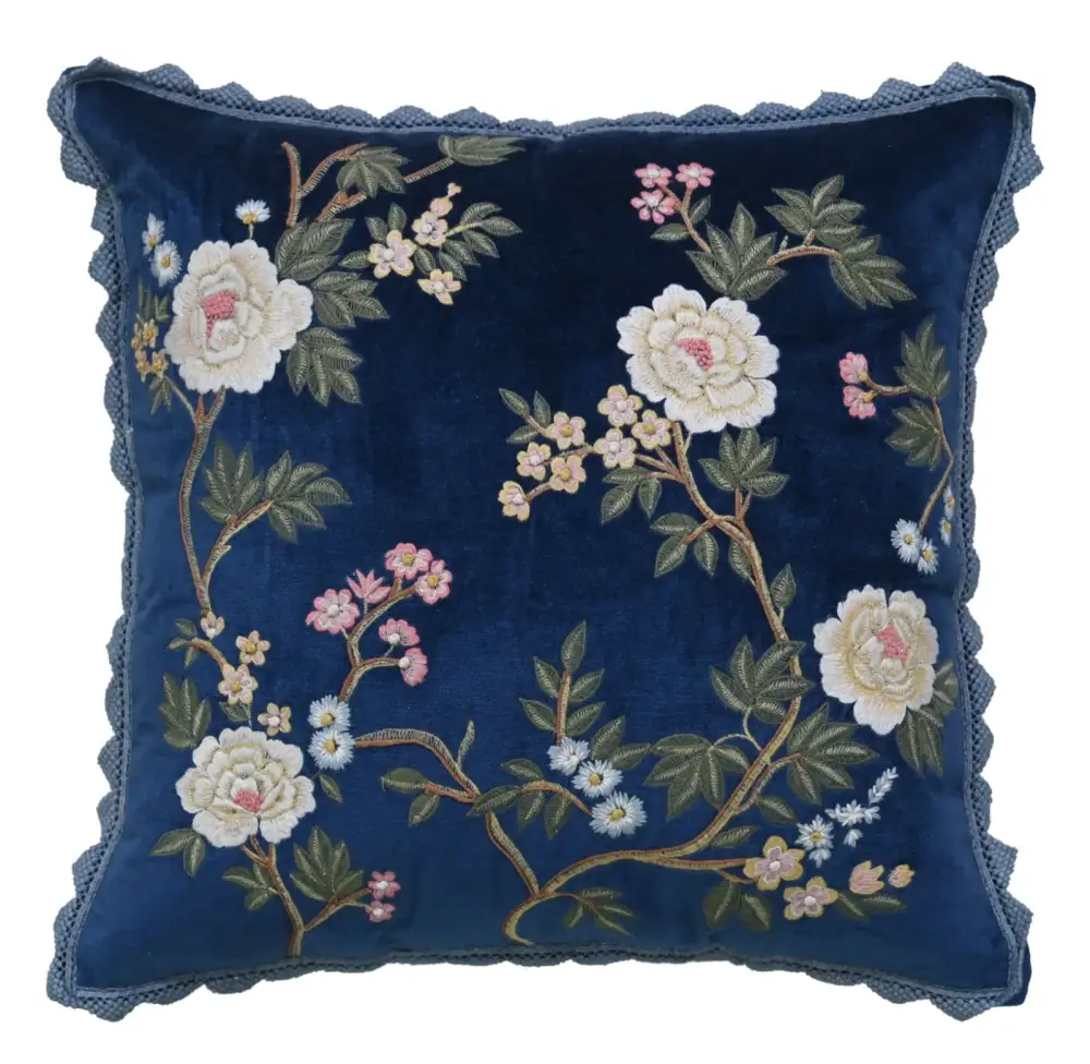 Floral Velvet Decorative Cushion Cover