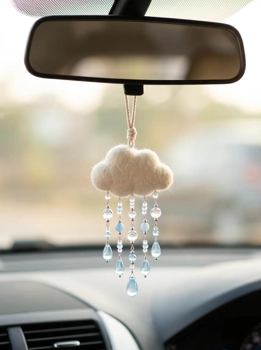 Refined Crystal Rearview Mirror Hanging Ornament
