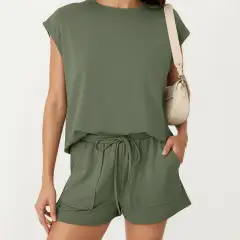 Seamless Pocketed Lounge Top Shorts Set