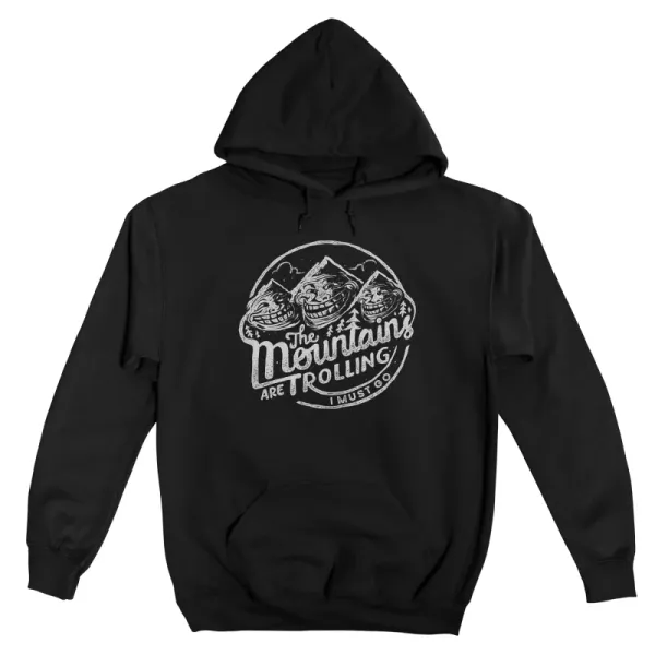 Men's Creative Mountain Troll-Themed Print Hoodie
