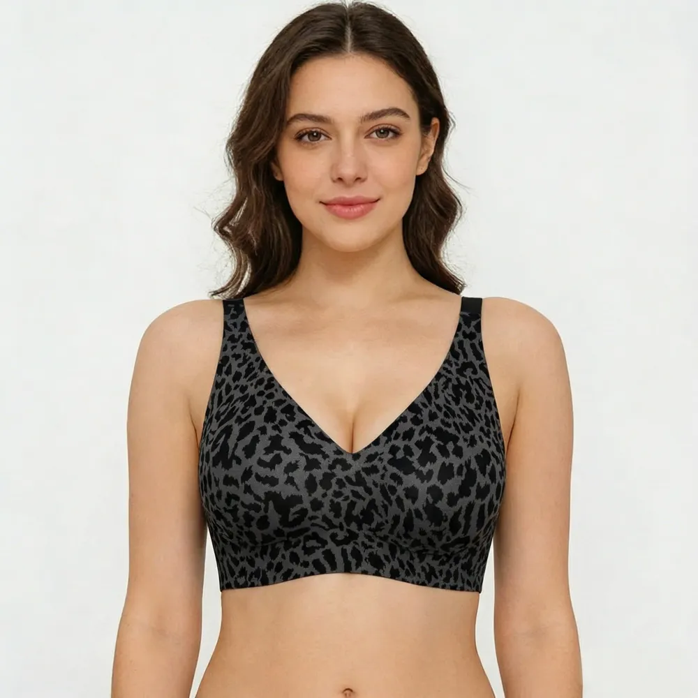 🏆 🔥Super Firming Leopard Print Jelly  Bra | Women Wirefree Bras 👍No More Sagging Breasts