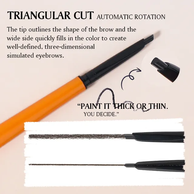 1.5mm Microblading Dark Brown Premium Concealer Waterproof Micro Brow Eyebrow Pencil with Brush