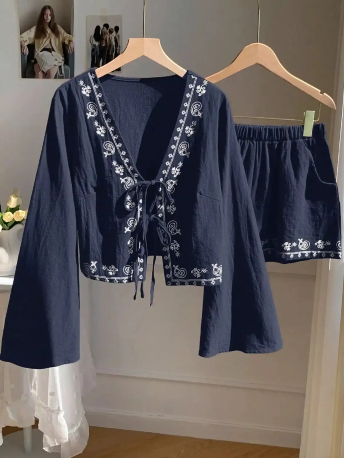 Pocketed Cotton Top and Shorts Matching Set