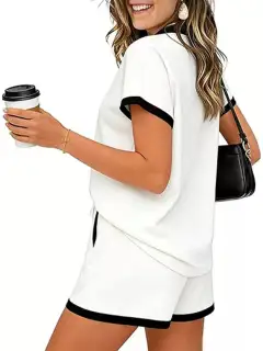 Relaxed Drawstring Pocketed Top and Shorts Matching Set