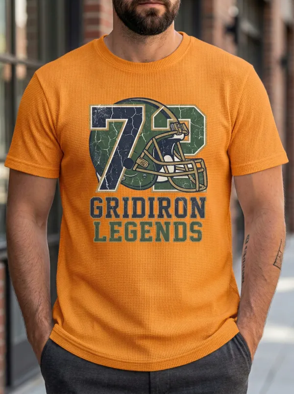 Men's Football Fan 72 Gridiron Legends Helmet Printed T-shirt