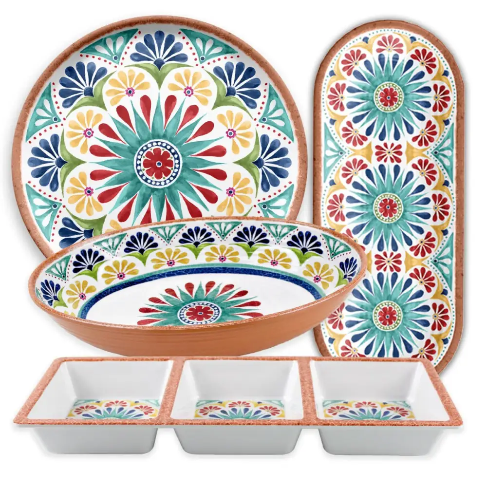 Medallion Melamine Tray Serving Set