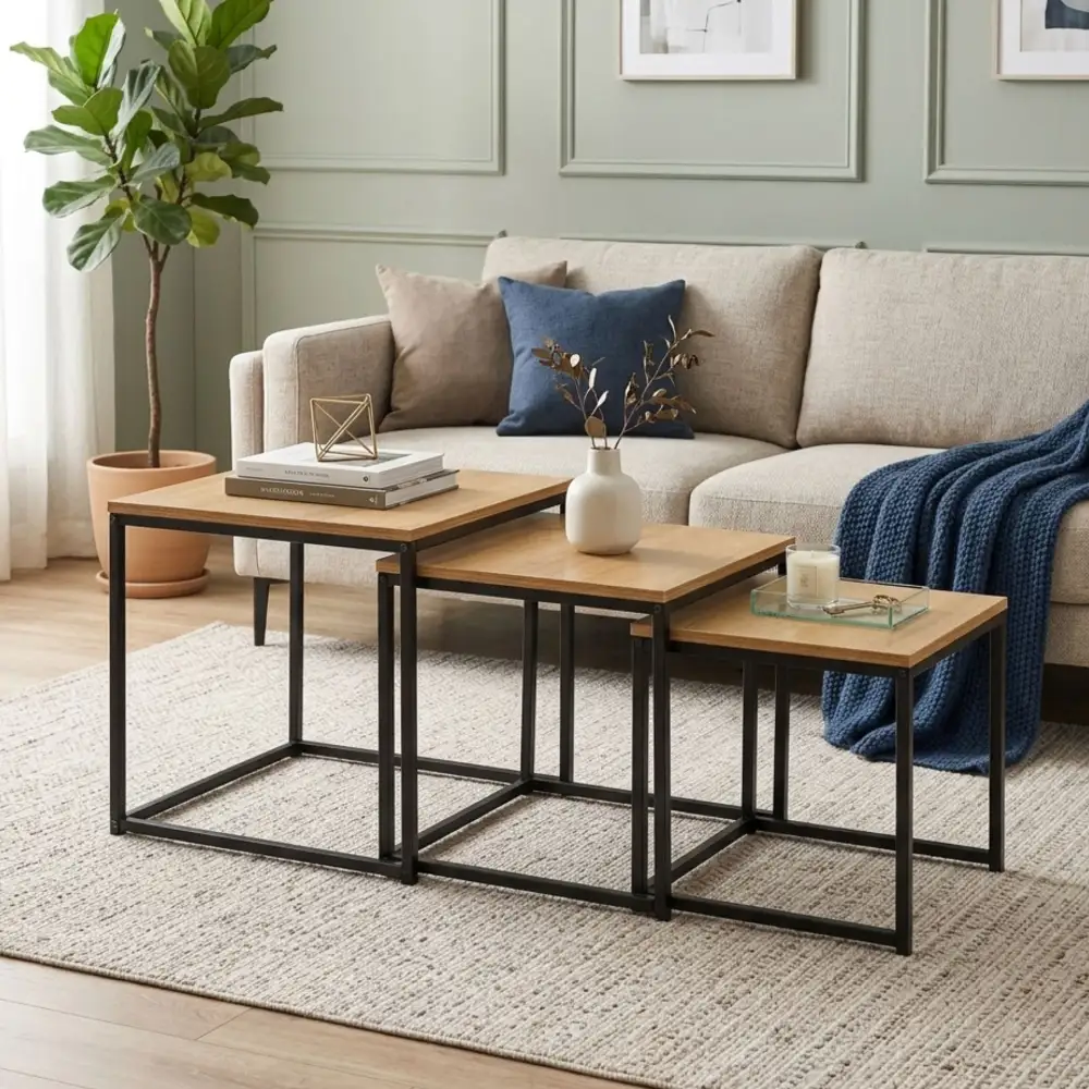 Nesting Metal Frame Coffee Table Set