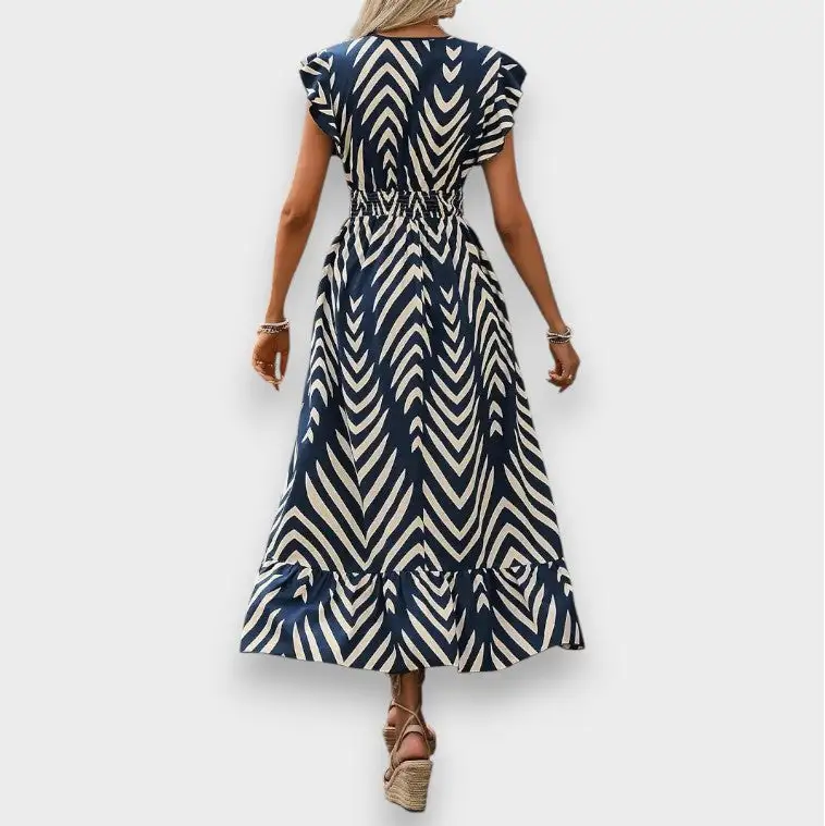 Printed Smocked Midi Dress