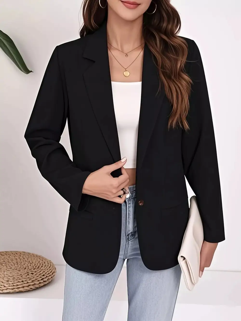 Plus Size Lapel Collar Single-Button
