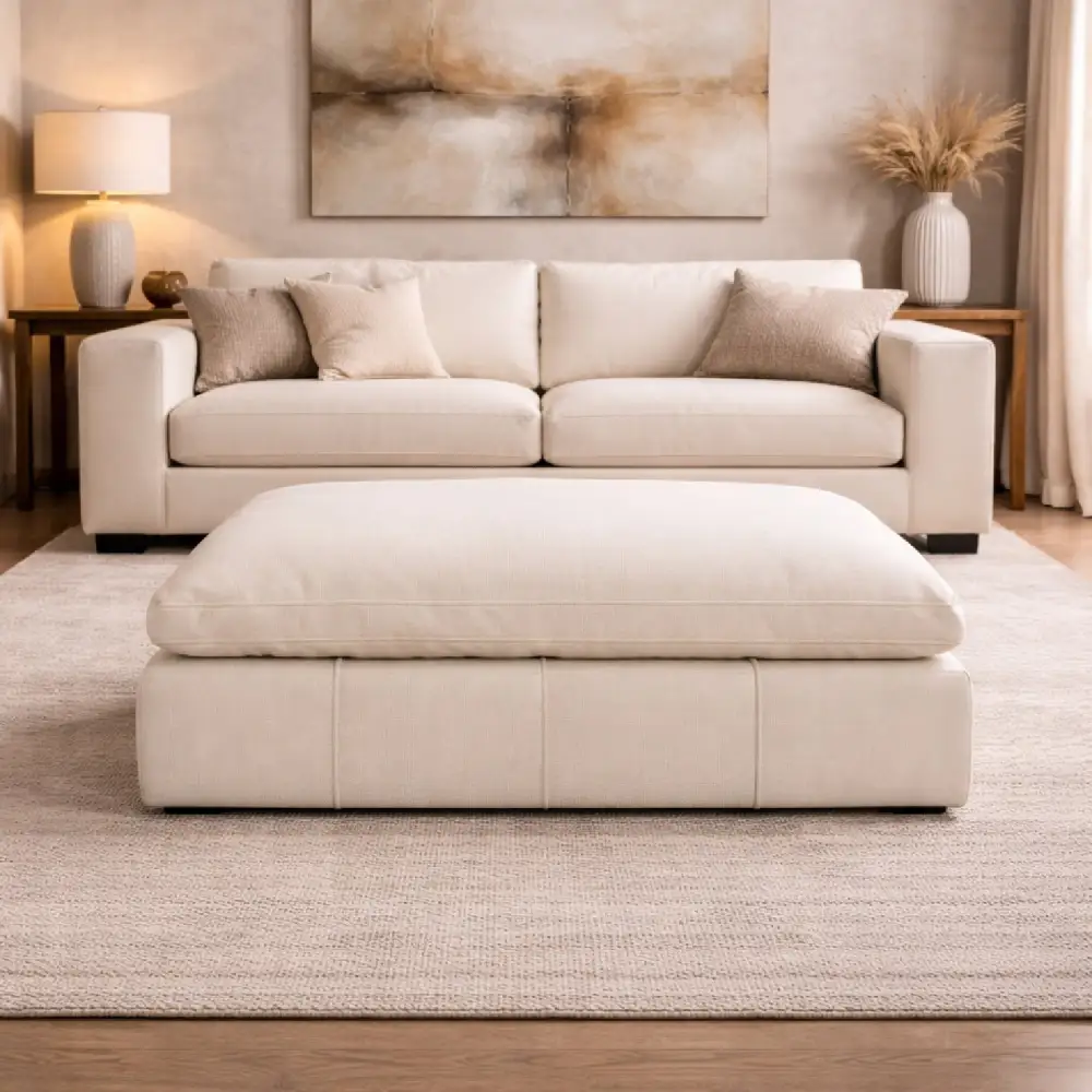 Fabric Square Ottoman