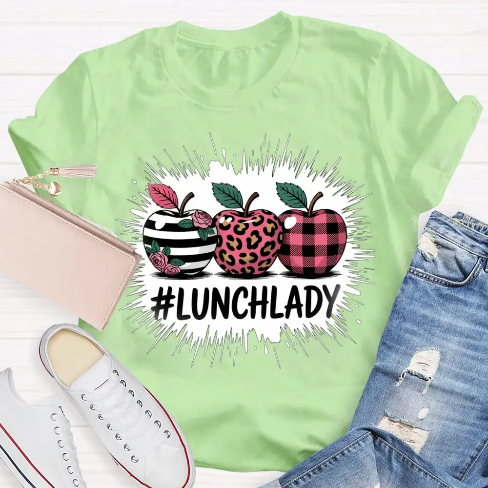 Lunch Lady Red Leopard Print Apple T-Shirt