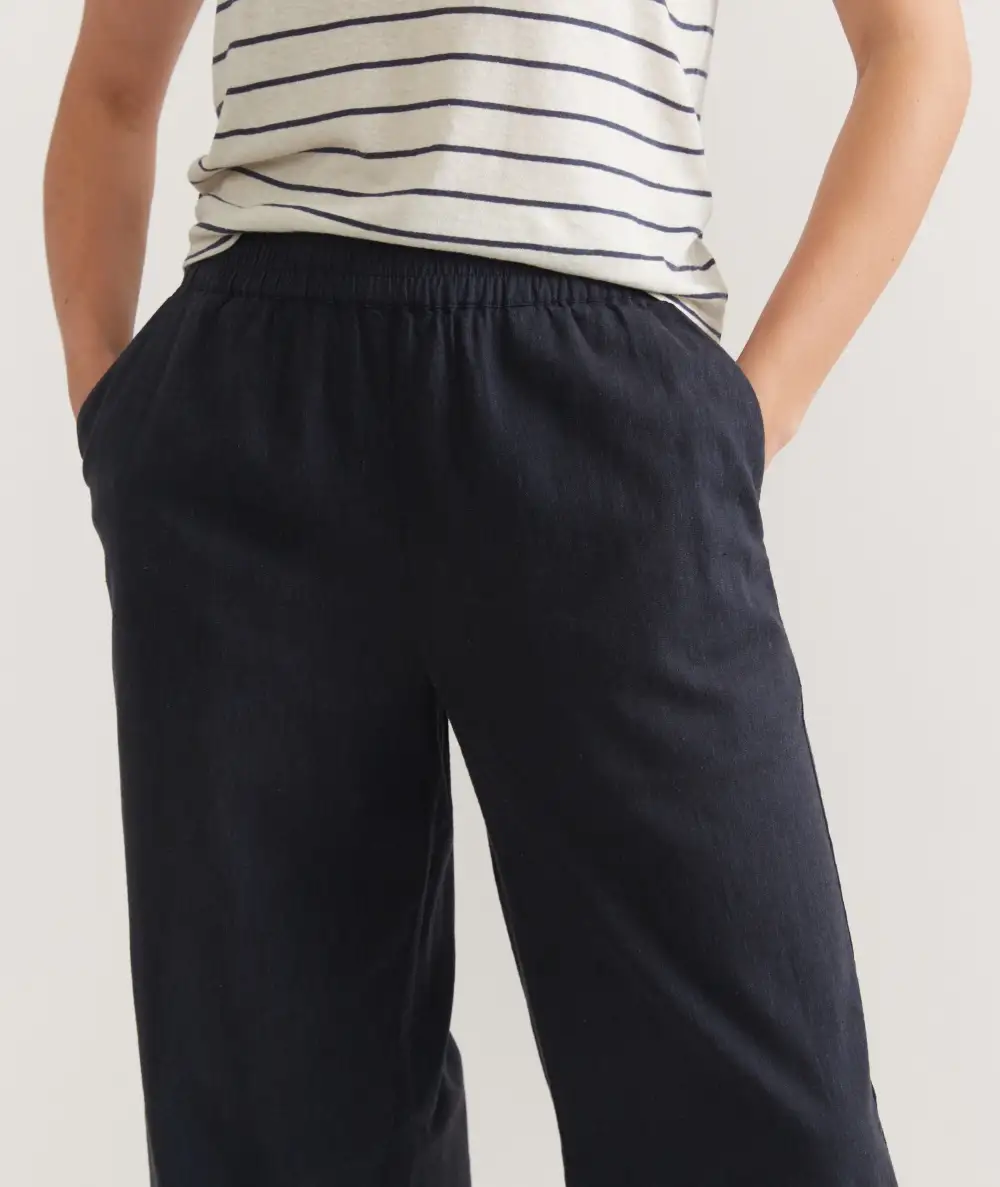 Hemp Blend Wide-Leg Trousers
