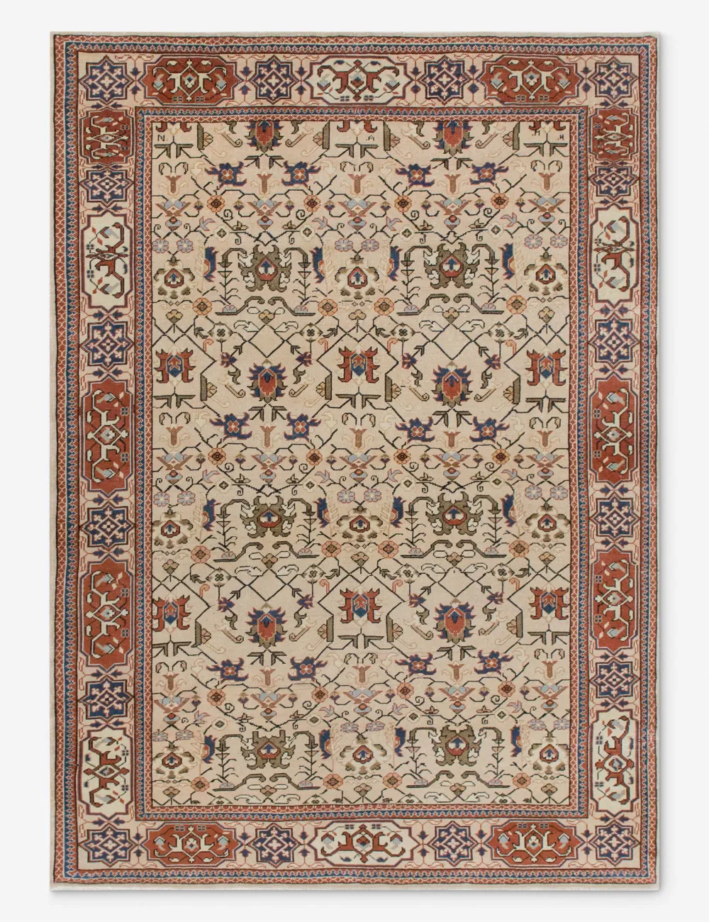 Vintage Inspired Warm Handcrafted Turkish Inspired Hand Knotted Wool Area Rug