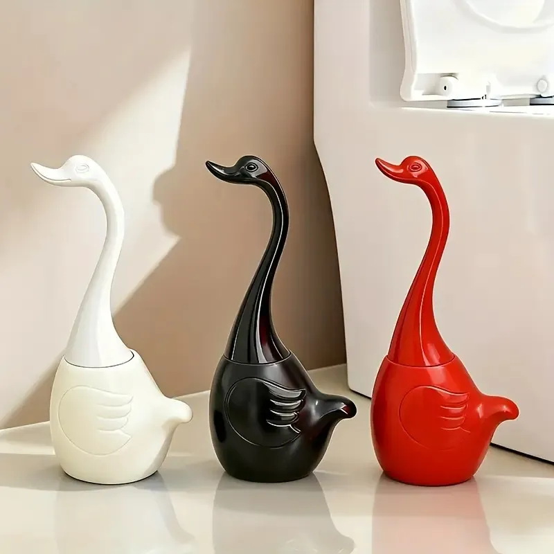 Elegant Swan-Shaped Toilet Brush Set With Base