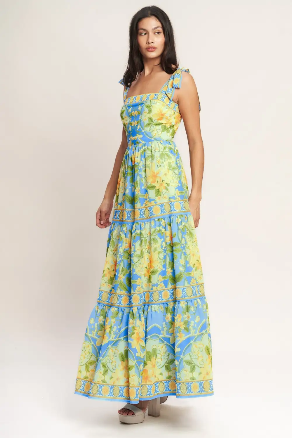 Classic Tiered Printed Maxi Dress