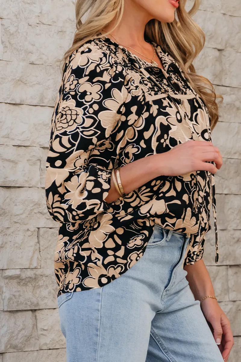 Floral Shirred Boho Blouse