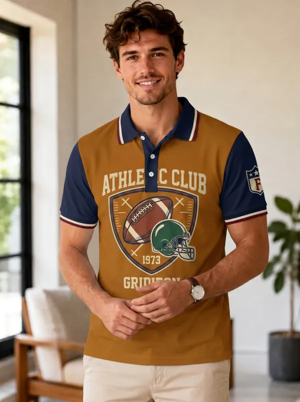 Men's Football Athletic Club Helmet Polo Shirt