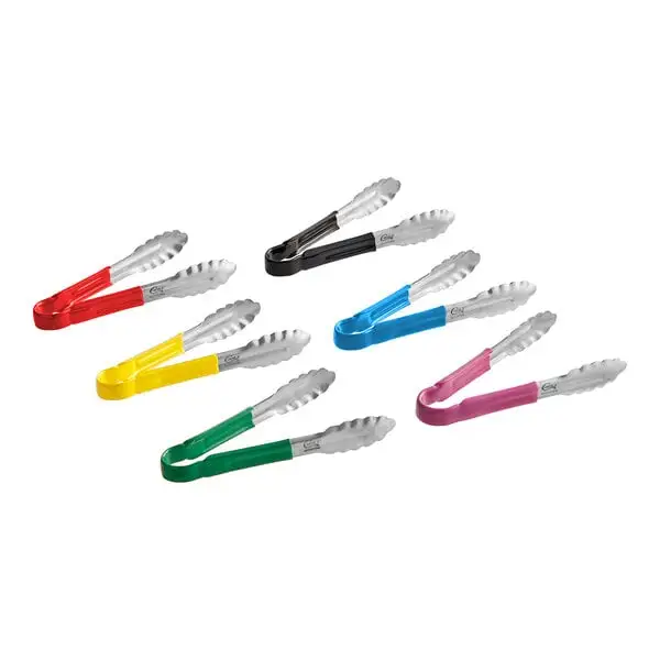 Coated Handle Stainless Steel Scalloped Tongs