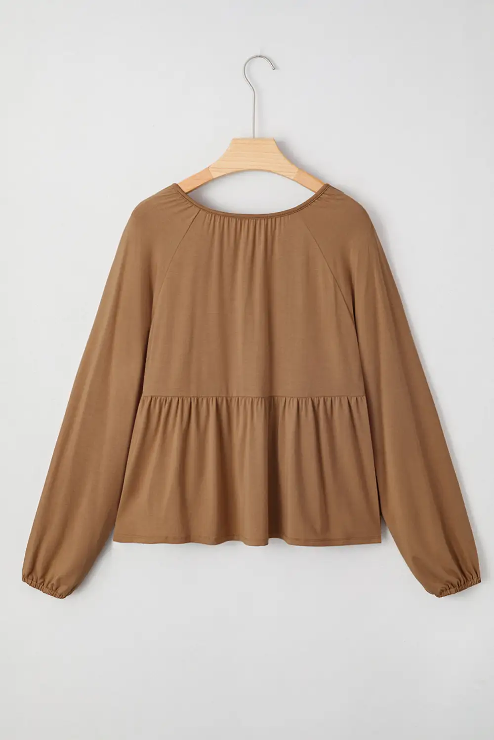 Smocked V-Neck Button Front Blouse