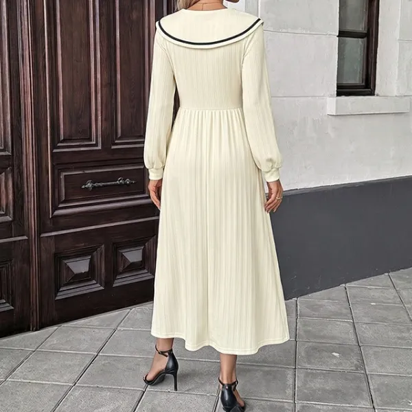 Women's Long-Sleeve Button-Detail Maxi Dress