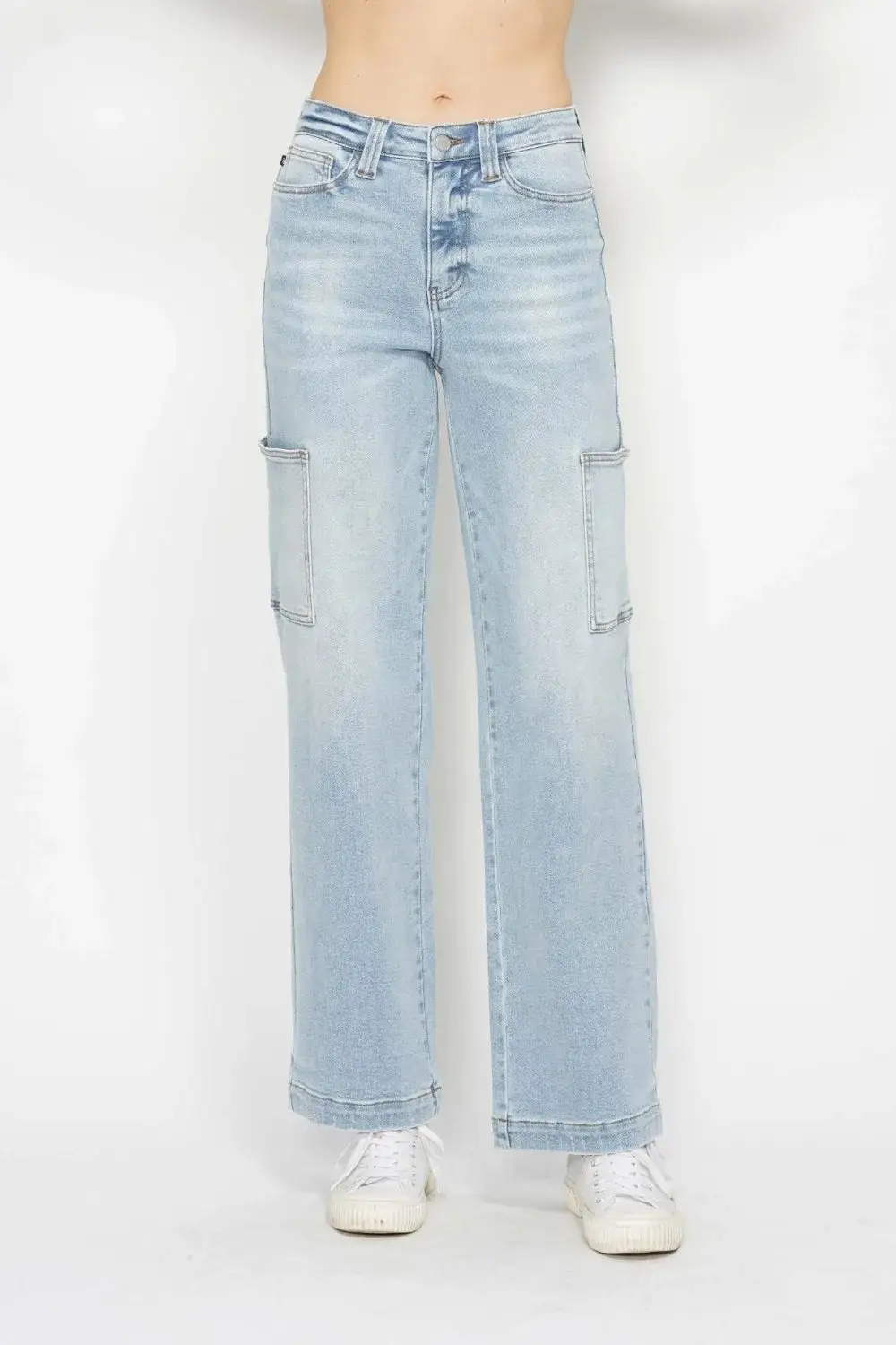 Full Size High Waist Straight Cargo Jeans