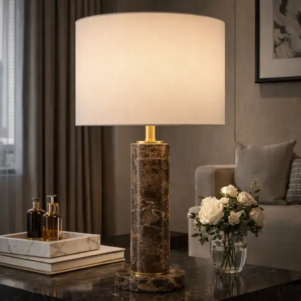 Brushed Marble Tube Table Lamp