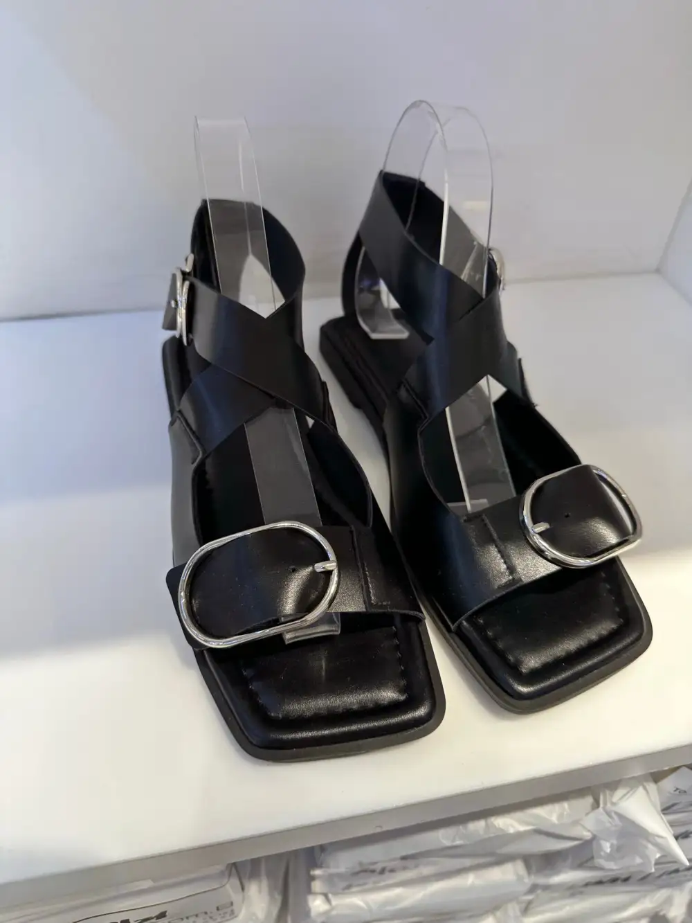 Smooth Faux Leather Flat Sandals