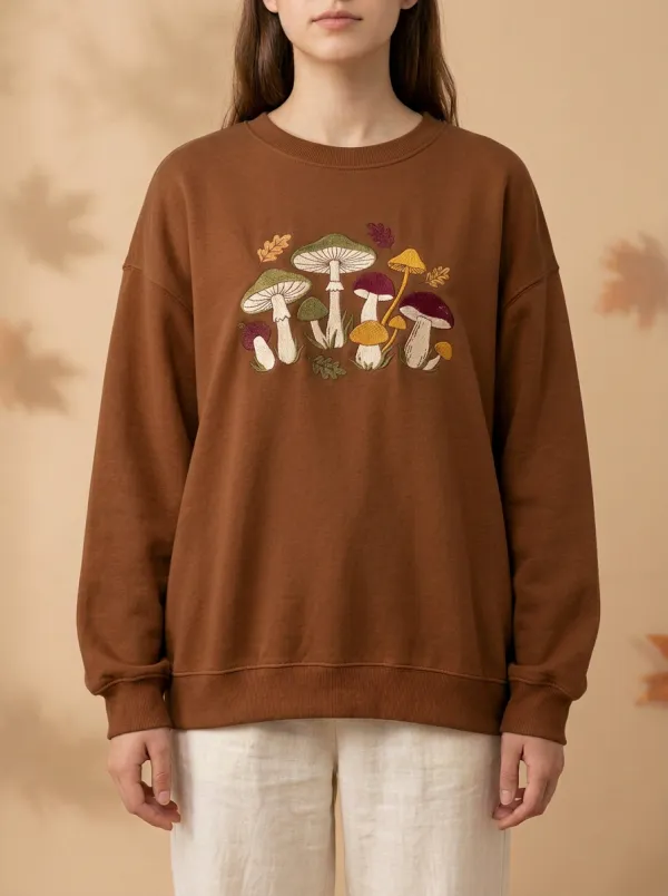 Printed Mushroom Graphic Sweatshirt