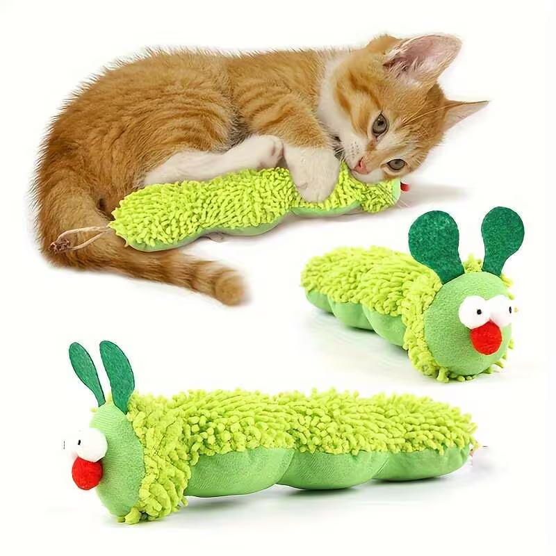 Plush Caterpillar Cat Toy