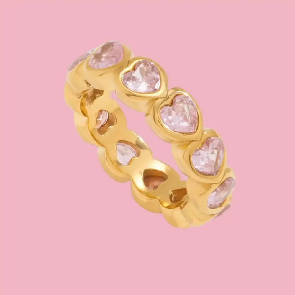 Contemporary Heart Stone Accent Ring