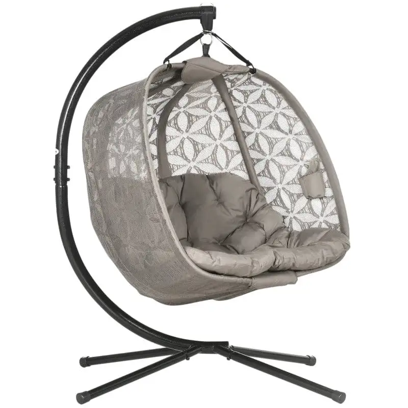 Hanging Double Compartment Foldable Garden Swing Seat
