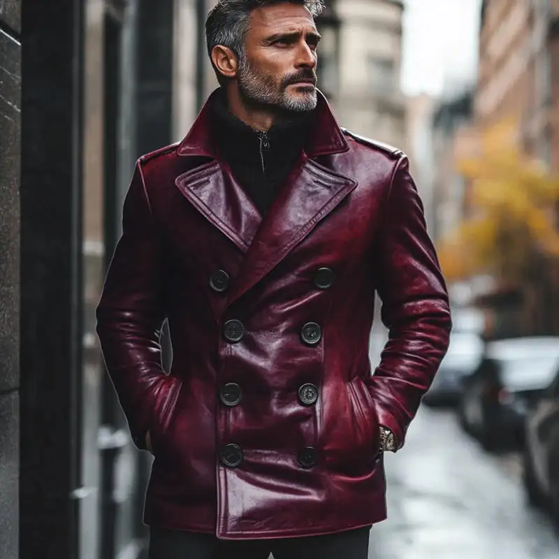 Textured Leather Coat