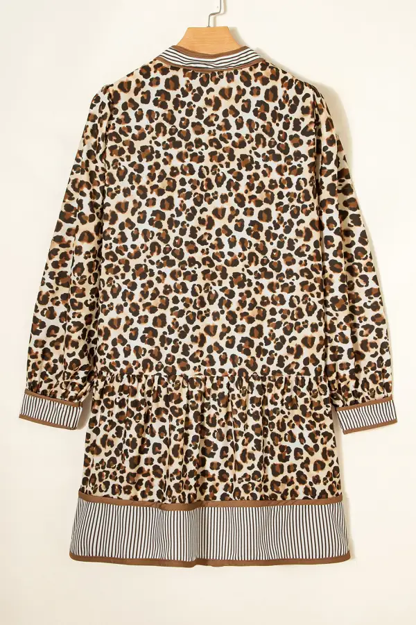 Finish Striped Animal Print Mini Dress
