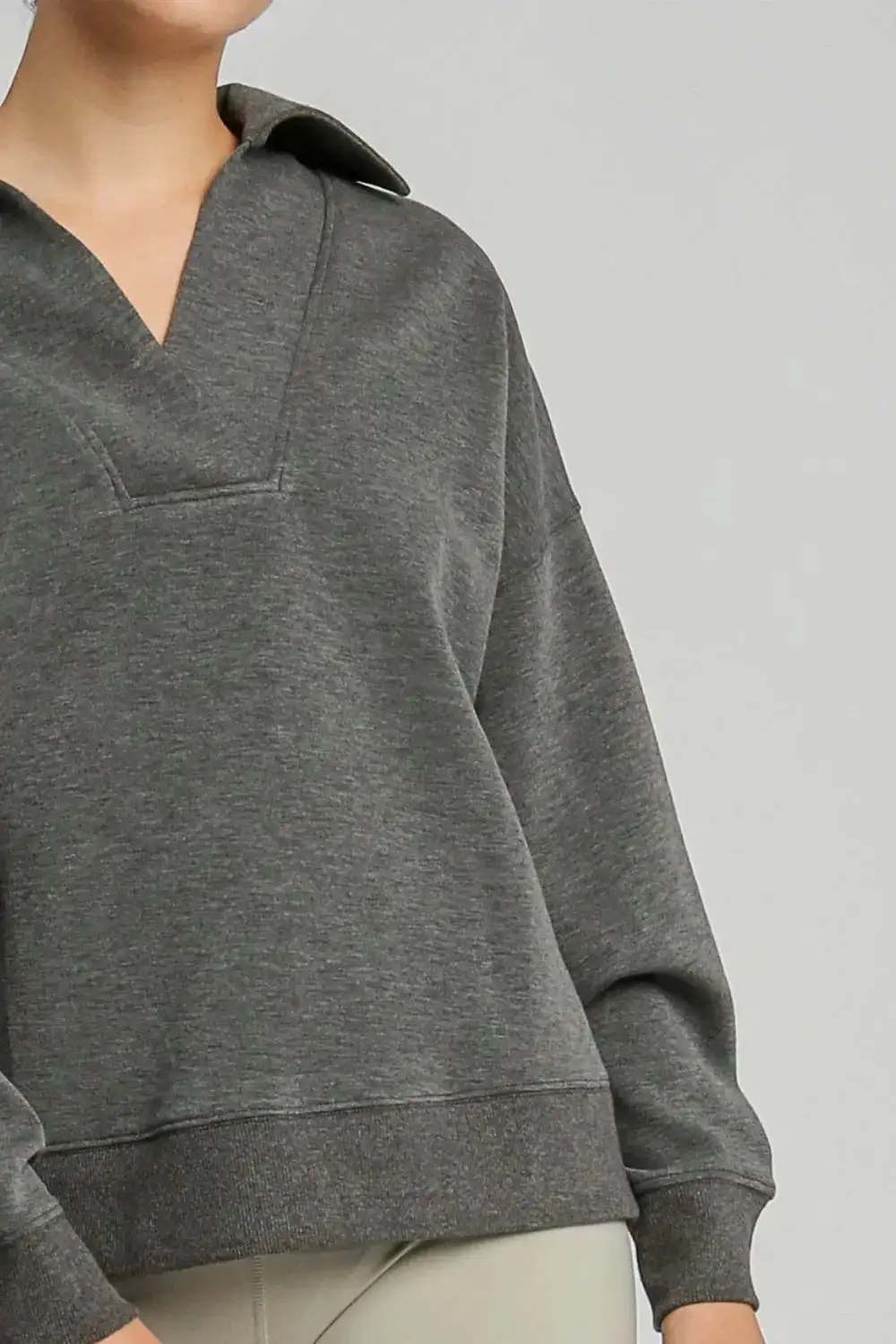 Drop Shoulder Johnny Collar Sweatshirt