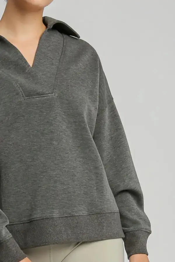 Drop Shoulder Johnny Collar Sweatshirt