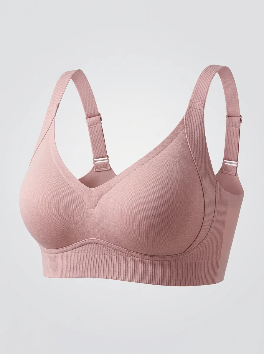 Refined Wireless Seamless Ribbed Finish Women's Bra