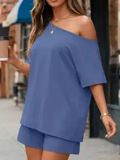Easygoing Refined Pocketed Top and Shorts Matching Set