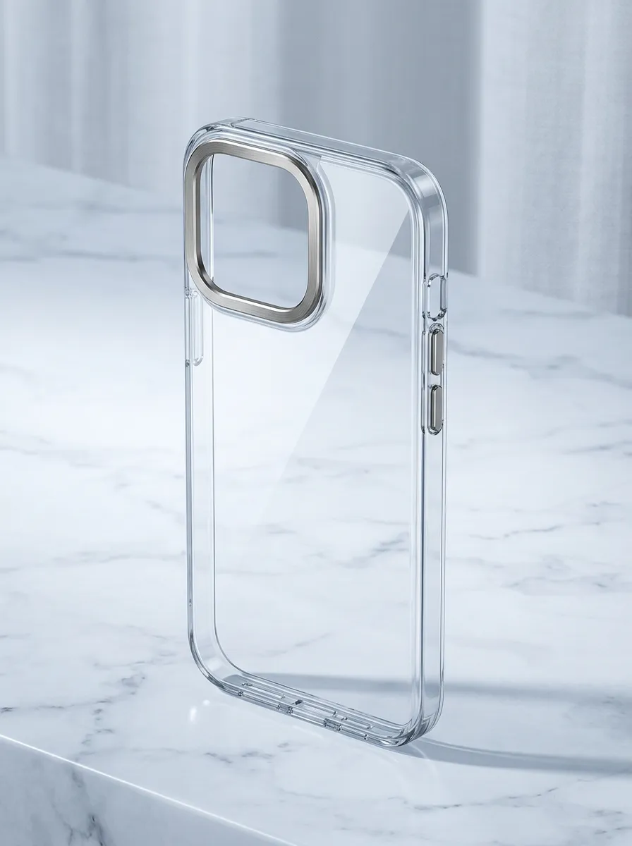 Clear Metal-Rimmed Phone Case