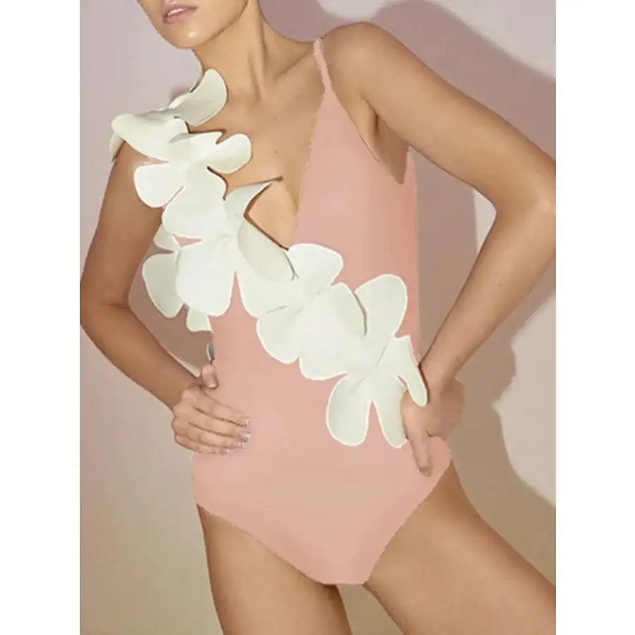 Women's Contrast Floral One-Piece Swimsuit