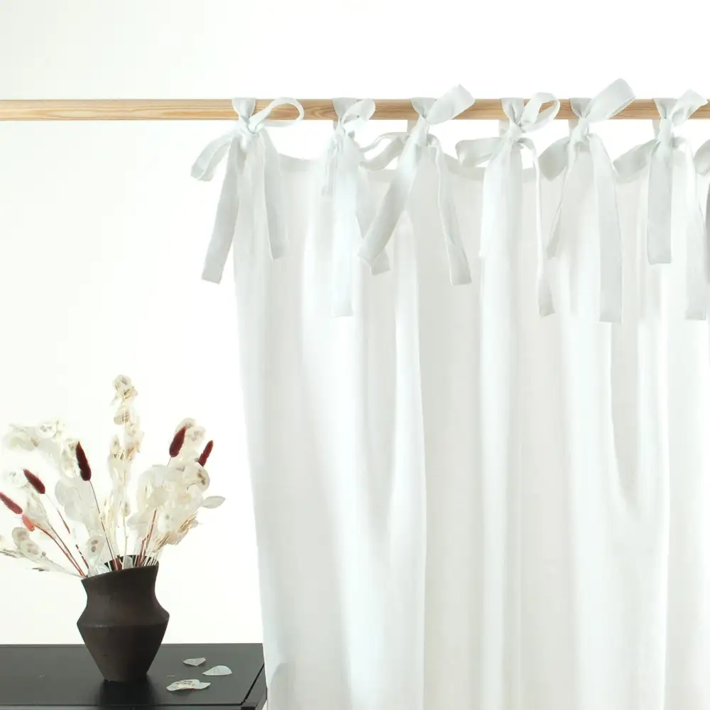 Top Tie Linen Curtain Panel