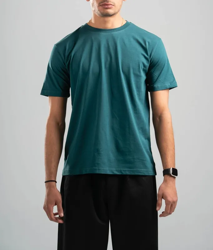 Teal Soft Cotton Crewneck Tee