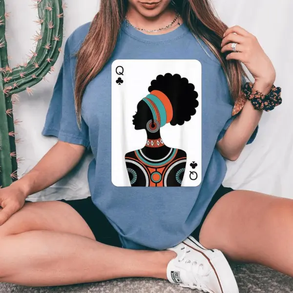 Black Woman Queen Card Women's Oversized Comfort T-Shirt