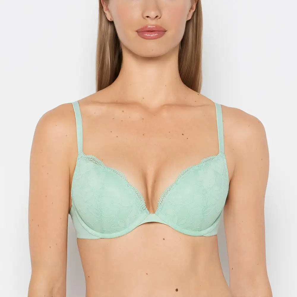Minimal Charmed Push Up Plunge Lace Cup Bra