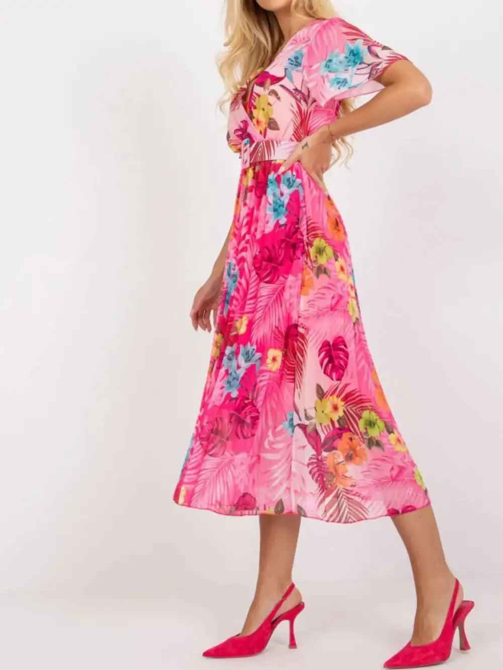 Wrap Printed Midi Dress