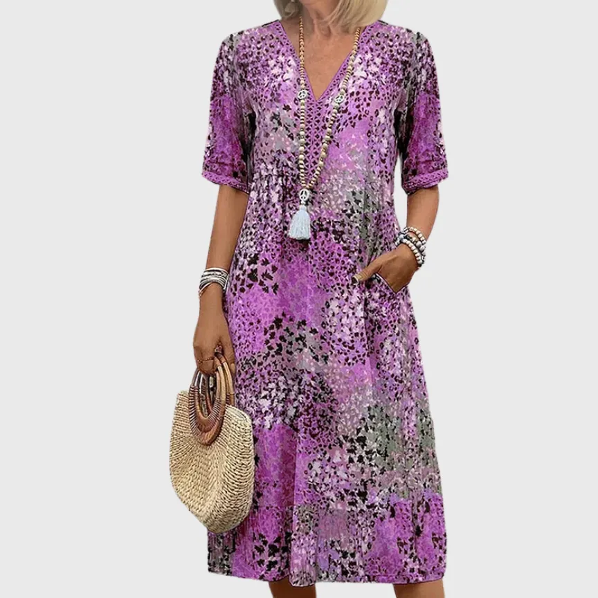 Printed Flowing Relaxed Midi Dress