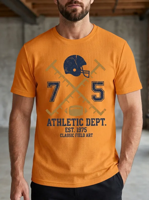 Men's American Football Lover 1975 Helmet Graphic Printed T-shirt