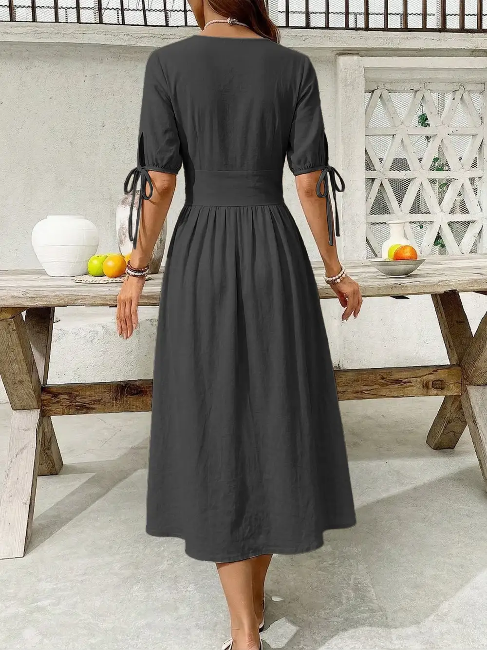 Elegant Short Sleeve Midi Dress