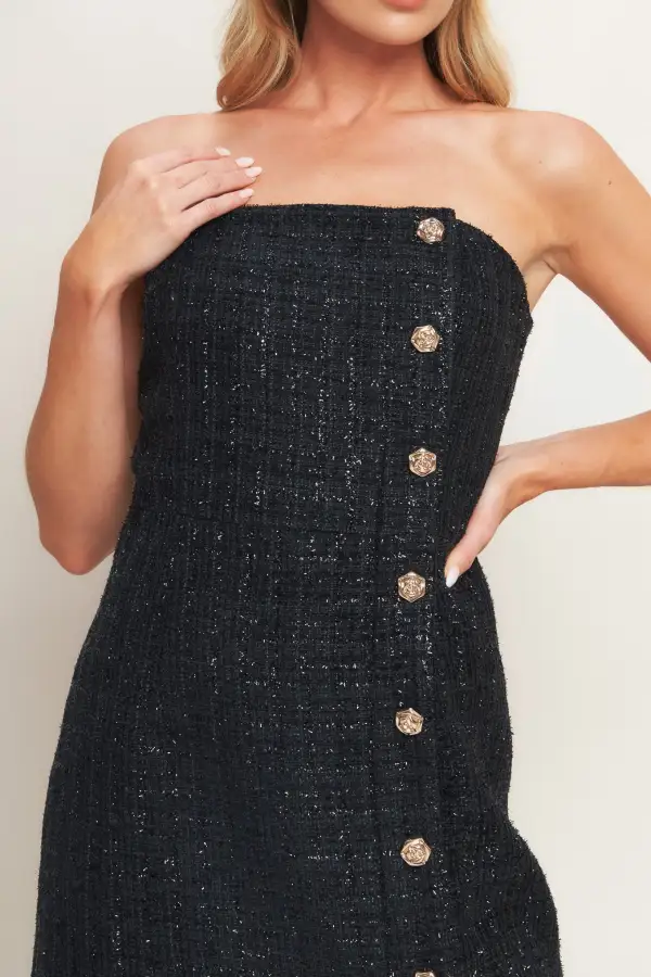 Classic Strapless Tweed Mini Dress