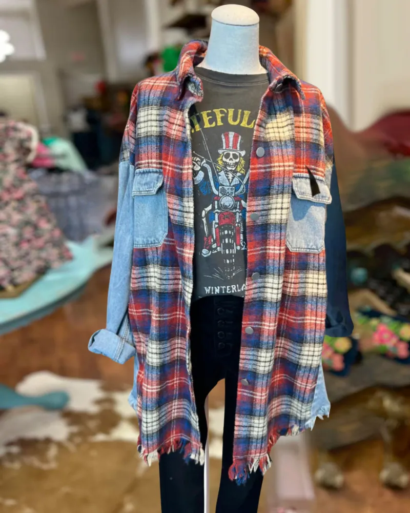 Plaid Patchwork Oversize Jacket